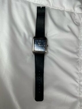 Beverly Hills Polo Club Black Leather Strap Men's Watch with Blue Dial